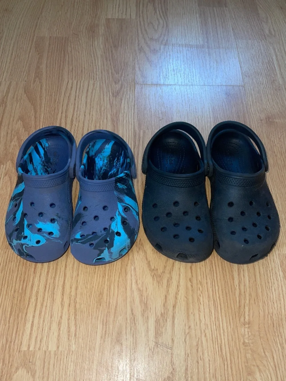 Crocs Toddler Boys Size 12 Blue & Black Bundle of Two Slip On Sandals